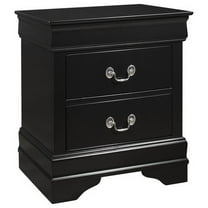 Benjara 2 Drawer Wooden Frame Nightstand with Antique Metal Pulls, Black