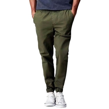 TQWQT Mens Casual Pants Elastic Waist Drawstring Chinos Pants Slim Fit Fashion Twill Trousers Lightweight Cargo Pant With Pockets Khaki S