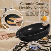CAROTE 21-Piece Ceramic Cookware Set , Nonstick Pots and Pans Set with Detachable Handle and Lids, Induction Compatible, Black