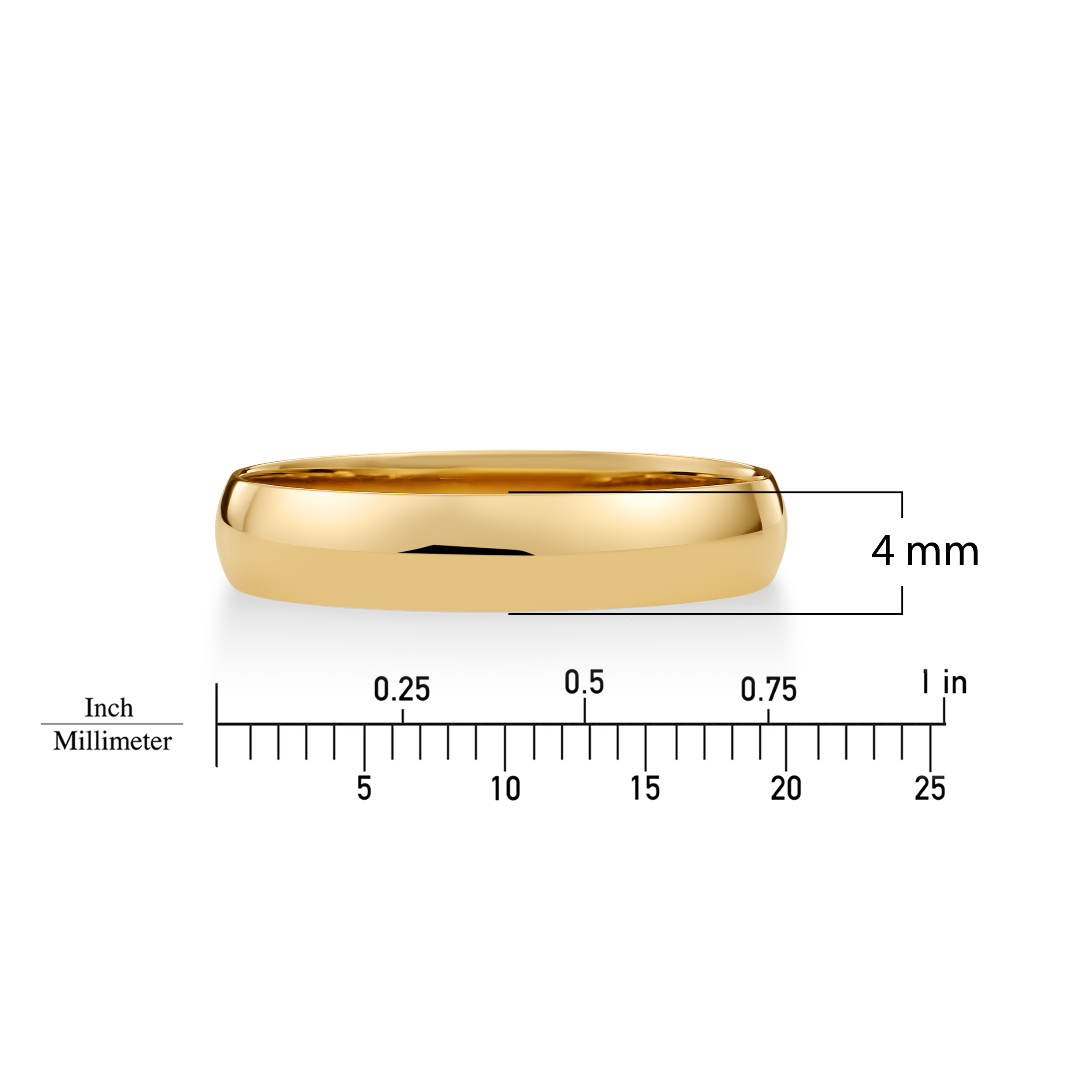 Oxford Ivy Men's 14K Gold Wedding Band 4mm Classic Yellow Gold Plain Wedding Band Ring Size 10.5