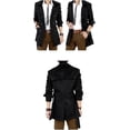 thumbnail image 3 of Chaqueta cortavientos para hombre, estilo vintage, para primavera y otoño, estilo gabardina de negocios, abrigo largo clásico cruzado para hombre., 3 of 5