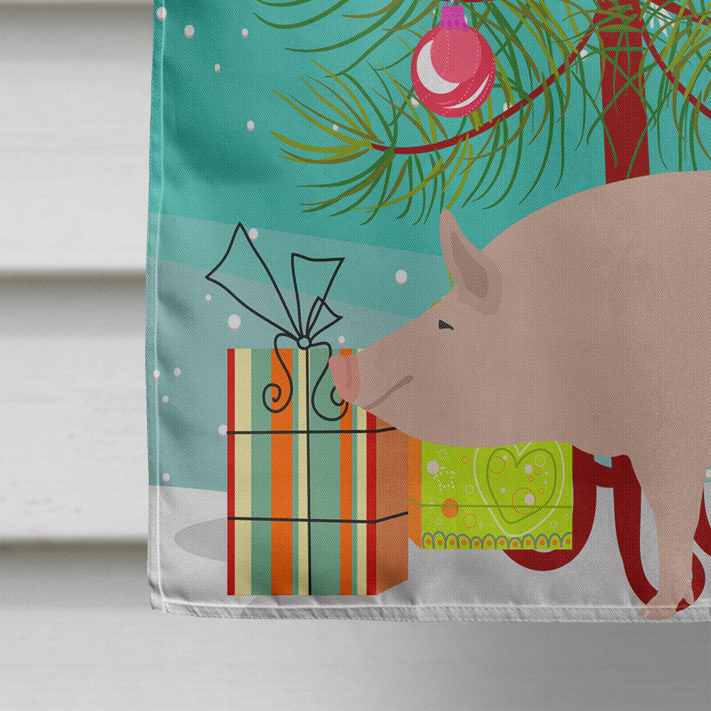 Caroline's Treasures BB9305CHF English Large White Pig Christmas Flag Canvas House Size , Large, multicolor