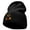 Black, variant on Halloween Bat, Cat and Pumpkin Embroidered Short Beanie - Gold OSFM