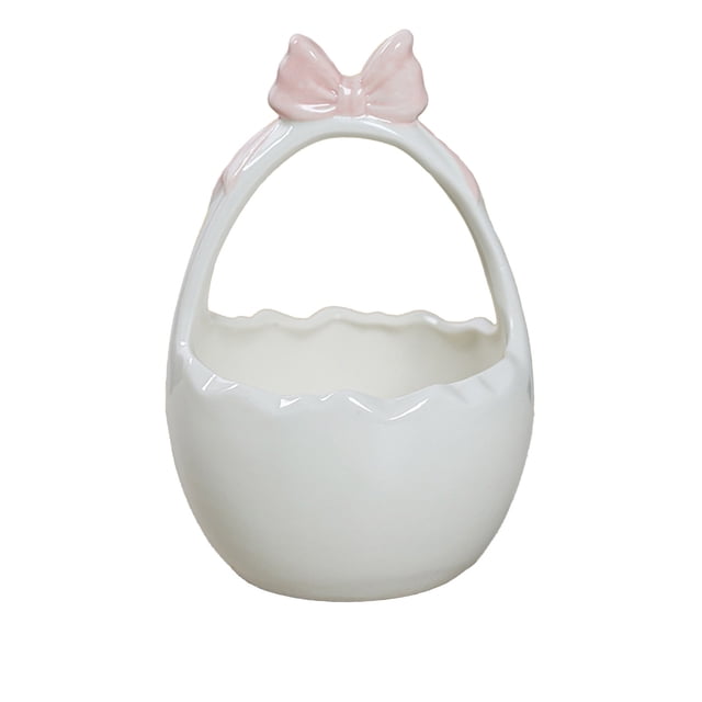 Cestas Decorativas para el Hogar Ornamentos de Arco de Cerámica Cestas de Almacenamiento Hechas a Mano Decoraciones en Blanco, 7.6x7.6x11.6 cm / 2.99x2.99x4.56 In