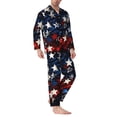 thumbnail image 2 of Picia Red Blue White Stars Pattern Men’s Long-Sleeve Sleepwear Set - Soft 2-Piece Loungewear with Pockets, Comfy PJs for Relaxing Nights-Medium, 2 of 7