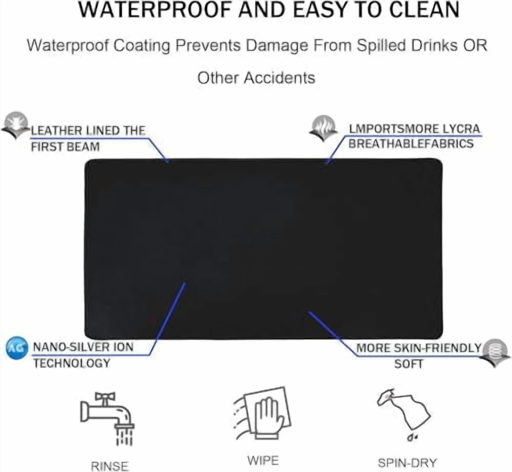 Large Gaming Mouse Pad, XXL Extended Computer Keyboard Mouse Mat with Stitched Edges, 31.5" x 15.7" Non-Slip Waterproof Rubber Base Office Big Long Mousepad for Work, Game, Office, Home, Black