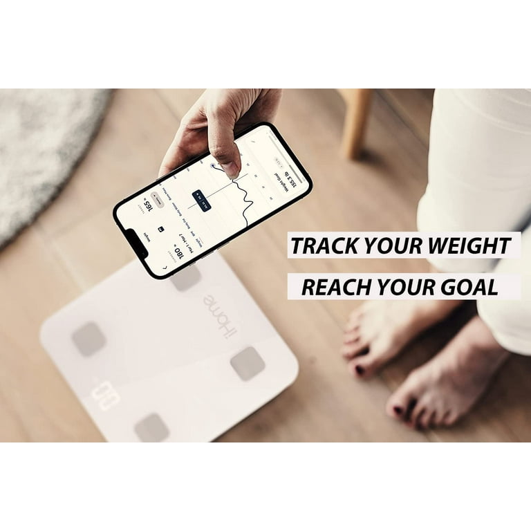 iHome Smart Scale 400 lbs Digital Bathroom Scale for Body Weight BMI  Weighing, White