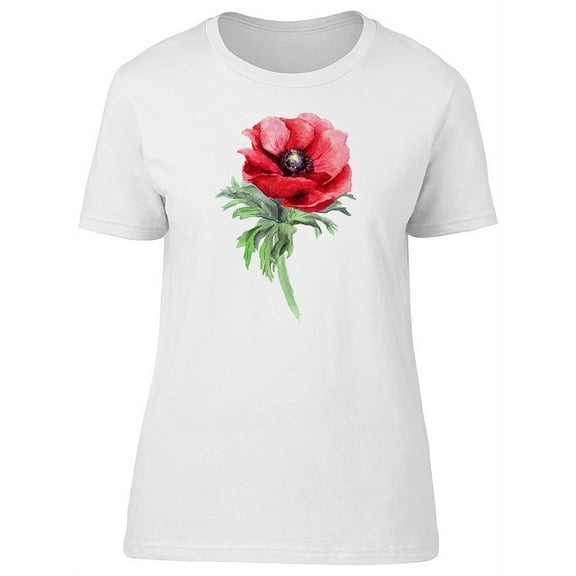Beautiful Red Anemone Flower T-Shirt Women -Image by Shutterstock, Female XX-Large