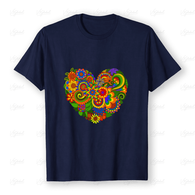 T-Shirt Unisexe Floral Botanique Hippie Boho Rétro Rainbow Flower Power Love, jusqu'à la Taille 5TG