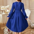 thumbnail image 3 of Inglocry Girls Long Sleeve Dress Fashion High Low Flowy Swing Semi Formal Party Dresses with Belt Blue 11-12Y, 3 of 3
