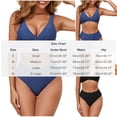 thumbnail image 3 of Bathing Suits Women Womens V-Neck Bikini Set Wide Straps Push up Tops High Waist Bottom, Summer 2-Piece Bathing Suit Navy L, 3 of 9