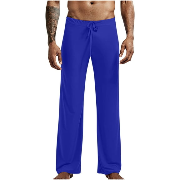 Mens Drawstring Open Bottom Pajama Pants Soft Lounge Bottoms Solid Color Lightweight Sweatpants Comfy Pj Yoga Pants