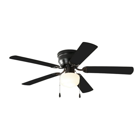 Mainstays 52 inch Hugger Indoor Ceiling Fan with Light Kit, Black, 5 Blades,, Reverse Airflow