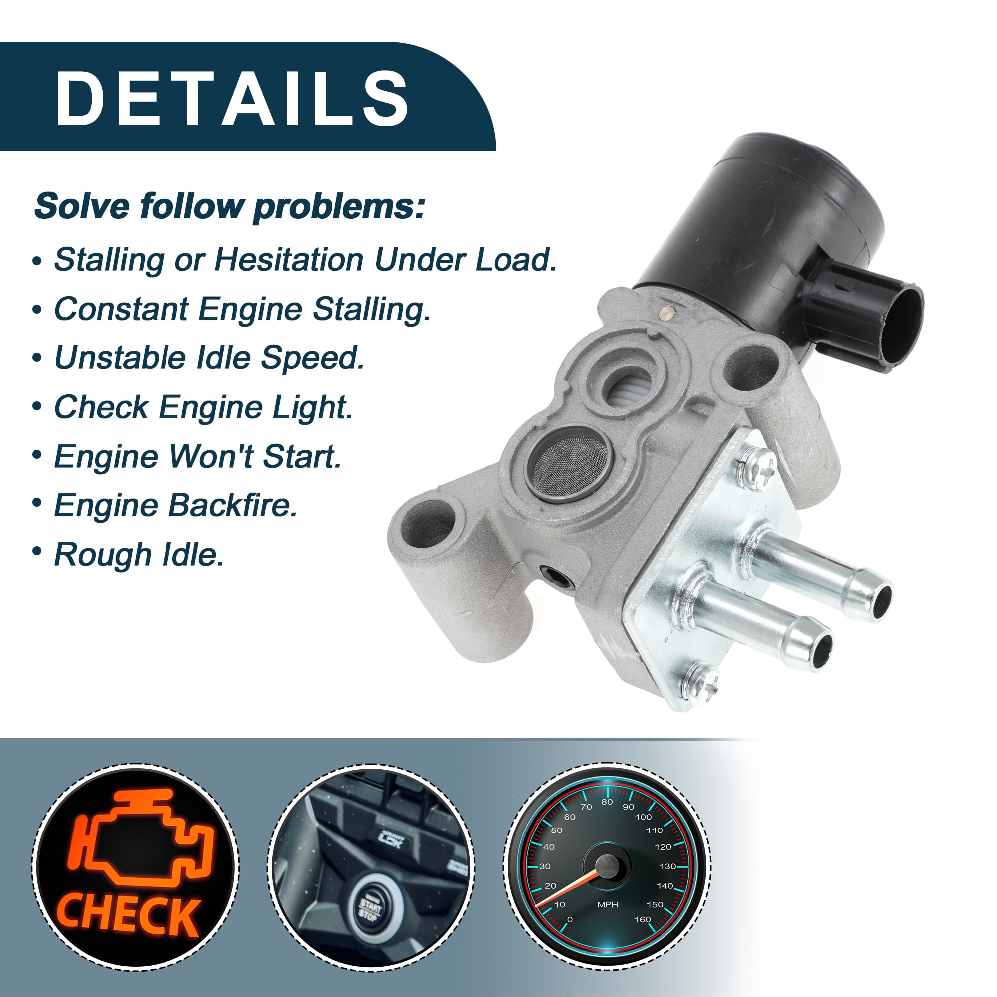 Car Idle Air Control Valve for Acura Integra 1992-2001 for Honda Civic 1992-1995 Replace No.1382000480 IACV Idle Valve Idle Air Control Valve