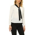thumbnail image 4 of Allegra K Women's Work Elegant Contrast Tie Collar Shirt Long Sleeves Office Blouse, 4 of 5