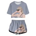 thumbnail image 2 of EDFBUYKRS Girls Shorts Set Top And Short Set Short Sleeve Tees Music Fan Outfit Kids, 2 of 4