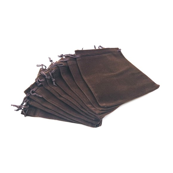 10pcs Approx.12x15cm(4.72x5.9Inch) Brown Velvet Pouches Bags Drawstring Jewelry Gift Packaging-YM700-3