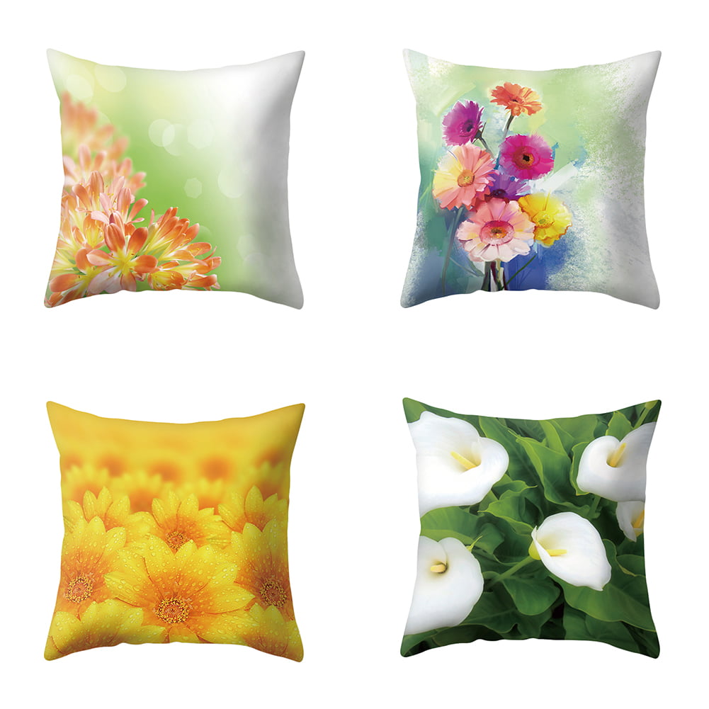 Decorative Green Lumbar Throw Pillows Tulip Garden Design Woven Sofa Cushion