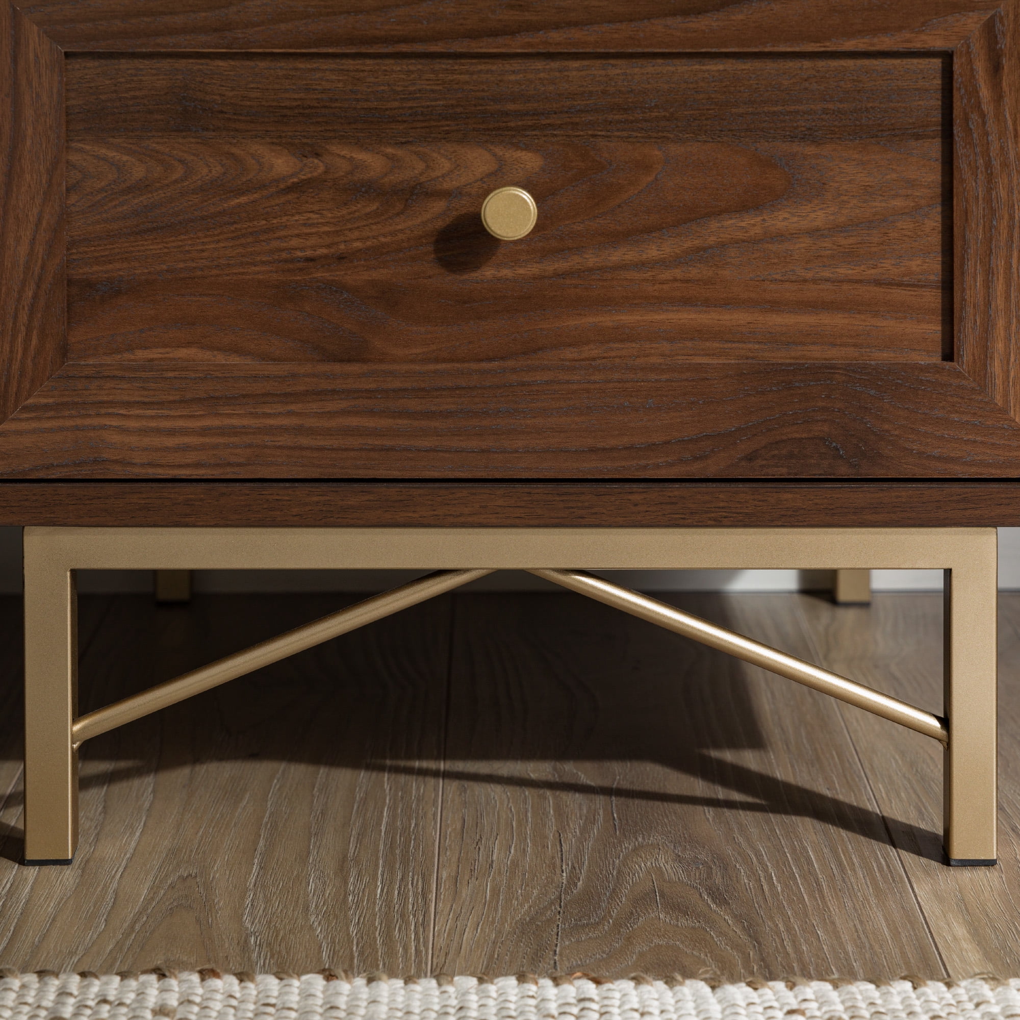 Walker Edison Modern Single Drawer Nightstand, Dark Walnut
