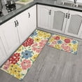 thumbnail image 2 of Pioneer Flower Floral Print Pattern Kitchen Rugs Sets Of 2,Anti Fatigue Kitchen Mat Rugs Non Slip Washable,Decorative Kitchen Floor Mats for Kitchen,Sink,Laundry,17"x30"+17"x47", 2 of 7