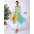 thumbnail image 5 of YiZYiF Women Print Sleeveless Liturgical Praise Dance Worship Tunic Chiffon Asymmetrical Dress Yellow L, 5 of 7