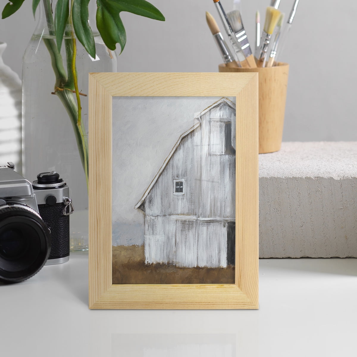 Abandoned Barn II -Framed Print w/glass-Natural Wood