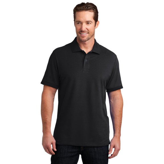 District Made Mens Stretch Pique Polo-XS (Black)