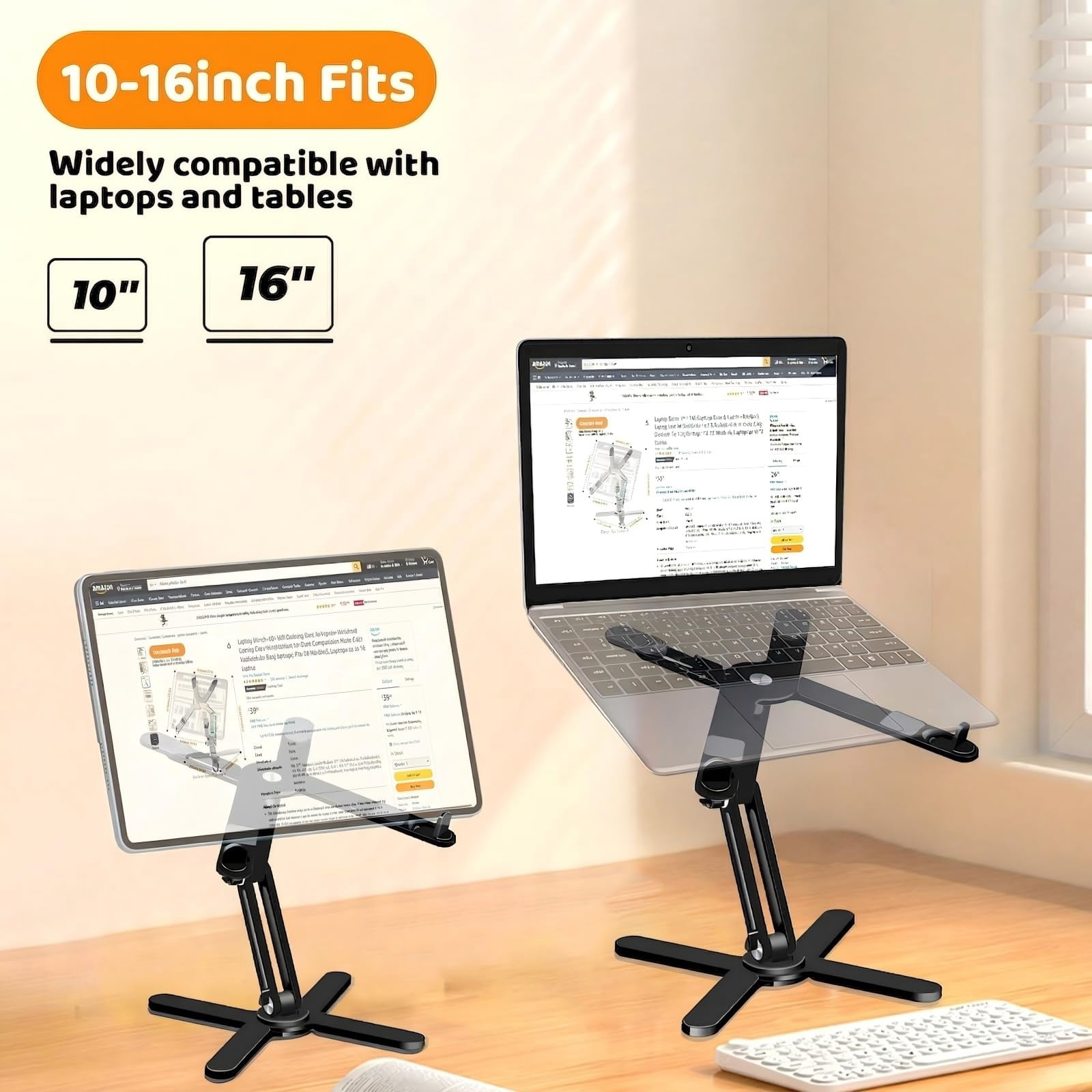 Laptop Stand With 360 Rotating Base  Computer Notebook Riser Metal Holder For Desk Collaborative Work Fully Foldable Easy Storage Fits All Macbook Laptops Up To 16 Inches Black