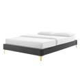 thumbnail image 1 of Platform Bed Frame, Queen Size, Velvet, Dark Grey Gray, Modern Contemporary Urban Design, Bedroom Master Guest Suite, 1 of 7