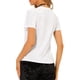 thumbnail image 3 of Camiseta de terciopelo de mujer Inspire Chic para fiesta, cuello redondo, manga corta, casual, M, blanca, 3 of 8