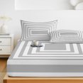 thumbnail image 6 of Twin XL Size Fitted Sheet Set - Black Grey Geometric 2 Piece Bedding Sets 16" Deep Pocket Fitted Sheet with 1 Pillowcases, Square Minimalist Modern Brushed Microfiber Hotel Luxury Bed Sheets, 6 of 9