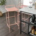 thumbnail image 2 of Svelte 30" Coastal Contemporary Iron Saddle-Seat Low-Back Bar Stool with Foot Rest, Pink Frame, 2 of 9