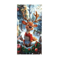 Merry Christmas Door Cover ,Holiday Decor Wreath Backdrop for Front Door Porch Xmas Party Decor ,New Year Supplies Background Banner, 71x35 inch