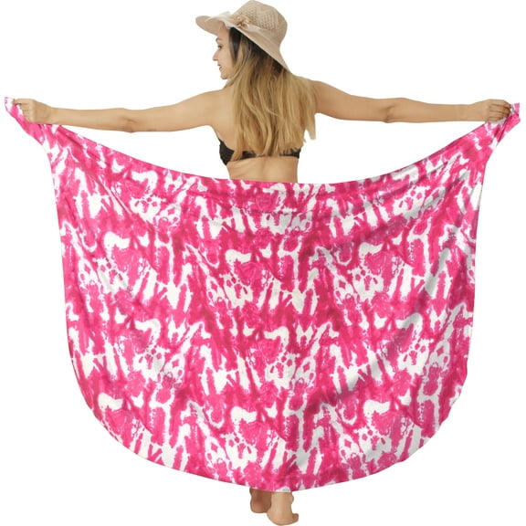 LA LEELA Women's Beachwear Sarong Bikini Skirt Swim Cover up Swimwear Summer Wraps Swimsuit Beach Wrap Coverups for Women One Size Pink, Tie Dye