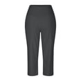 thumbnail image 5 of QTSHPN Workout Pants Women Wide Leg Capris with Pockets High Waistband Yoga Pants Breathable Stretchy for Summer Casual Wear Women Pants Dark Gray S, 5 of 6
