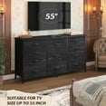 thumbnail image 4 of Black Dresser for Bedroom with 11 Fabric Drawers, Dresser TV Stand for 50, 55 Inch TV, Sturdy Storage Dressers & Chests of Drawers for Closet, Entryway, 4 of 16