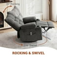 thumbnail image 4 of Swivel Rocker Recliner Chair with Heat and Massage&Adjustable Footrest for Elderly Adults,360° Swivel Rocking Sofa with Handrail and Backrest &Cup Holders Overstuffed Cushion for Back Pain Relief, 4 of 6