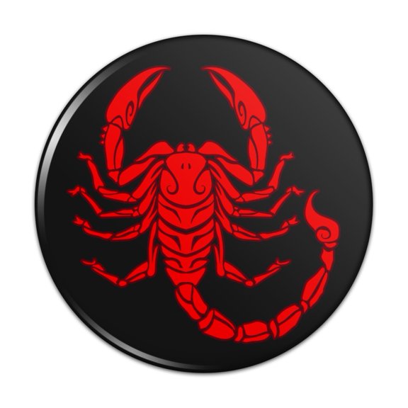 Red Tribal Scorpion Pinback Button Pin