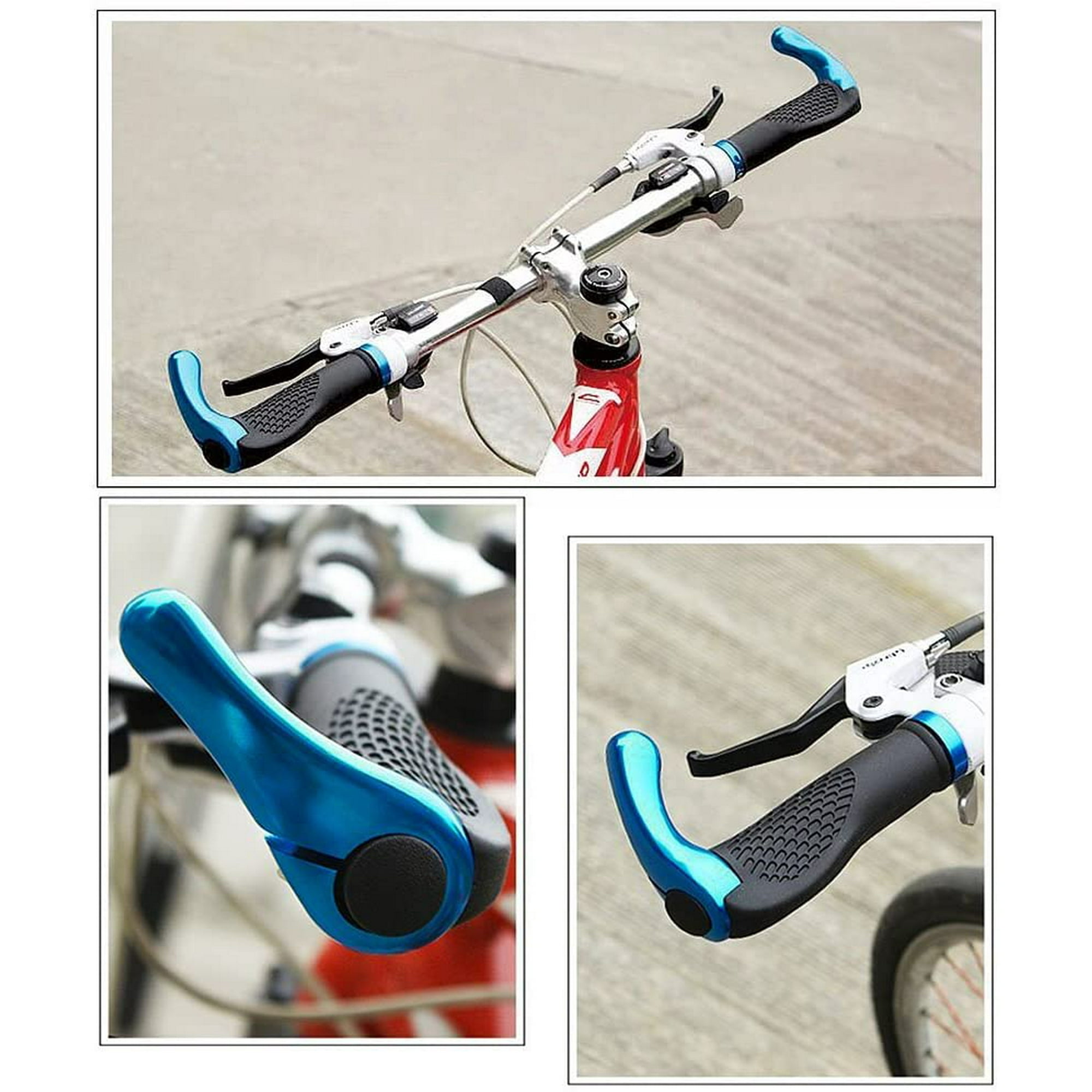 Bicycle handlebar grips Ergonomic hand grips Handlebar grips Mountain bike handlebar grips Comfortable non slip rubber and aluminum grips