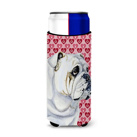 Carolines Treasures LH9139MUK Bulldog English Hearts Love Valentines Day Ultra Hugger for slim cans Slim Can multicolor
