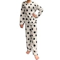 thumbnail image 3 of Womens Ladies Fleece PJ Pajama Set White Dots Size M, 3 of 5