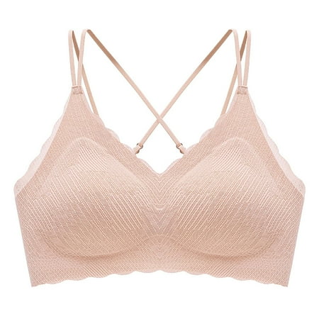 FAKKDUK Seamless Bras For Women Full Coverage Everyday Non-slip Lace Flower Bras Without Steel Rings Female Breathable Gathered Bra for Daily Comfort Wear Ladies Underwear M