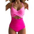 thumbnail image 2 of Innerwin Maillot de Bain Dégradé pour Femmes Surf Manches Longues Dos Nu une Pièce Rose + Rose Rouge 2TG, 2 of 4