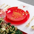 thumbnail image 3 of 175PCS Christmas Plates - Red and Gold Disposable Plates Include 25Dinner Plates, 25Dessert Plates, 25Forks, 25Knives, 25Spoons, 25Cups, 25 Napkins Perfect for Christmas, 3 of 18