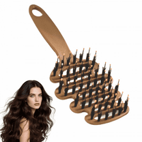 Volumizing Boar Bristle Hair Brush,Smoothing Dual-Style Hair Brush with Fluff-Up-Brown