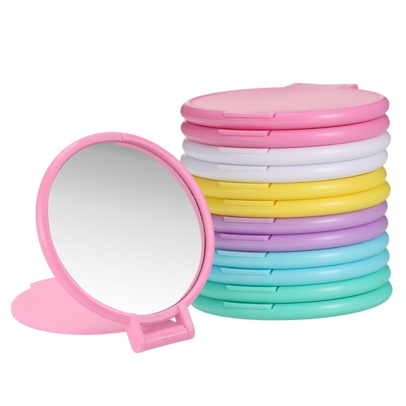 Uxcell 12 Pcs Round Compact Mirror Bulk, Mini Pocket Folding Makeup Mirrors Small Portable Makeup Stuffs for Purse, Women Girls Travel Daily Use Party Gifts, Color Mixing Set 4
