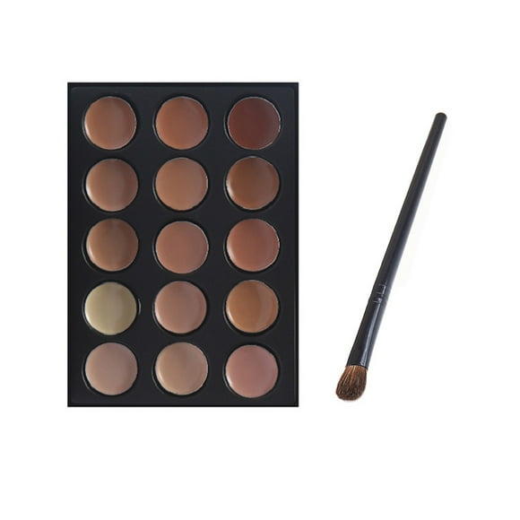Concealer Palette 15 Colors Makeup Palette Facial Camouflage Contour Palette with Brush Oval & Makeup