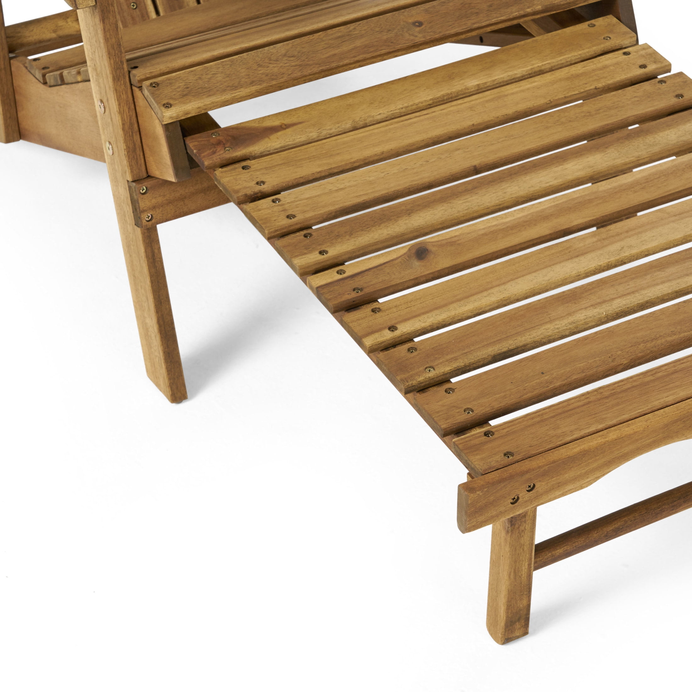 Ryeker Outdoor Outdoor Acacia Wood Reclining Adirondack Chairs, Set of 2, Natural Brown