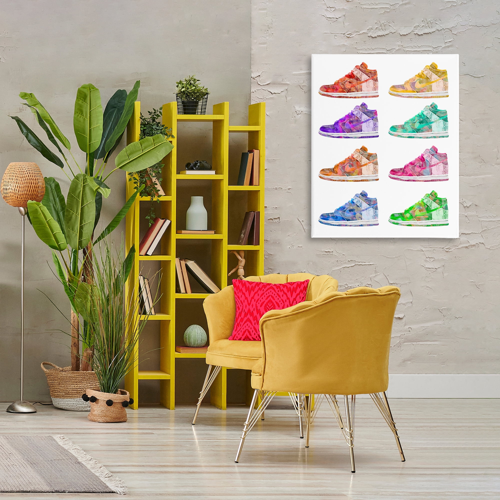 Stupell Industries Bold Rainbow Sneakers Beauty & Fashion Painting Gallery Wrapped Canvas Art Print Wall Art, 30 x 40