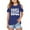 Blue, variant on Girls Shirts Kids Letter Printed Short Sleeve T Shirts Shoulder Cut-Out Summer Oversized Tops Girls Clothes Size 7-8 Years